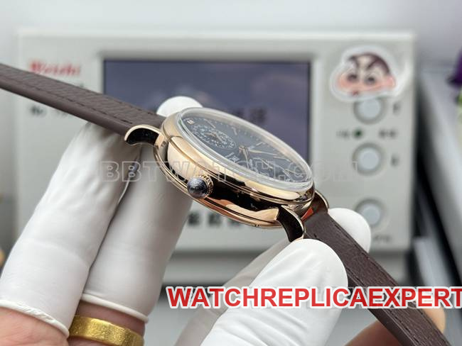 collectible watch GR factory IWC Portofino rose goldblue dialleather strap model side live photo