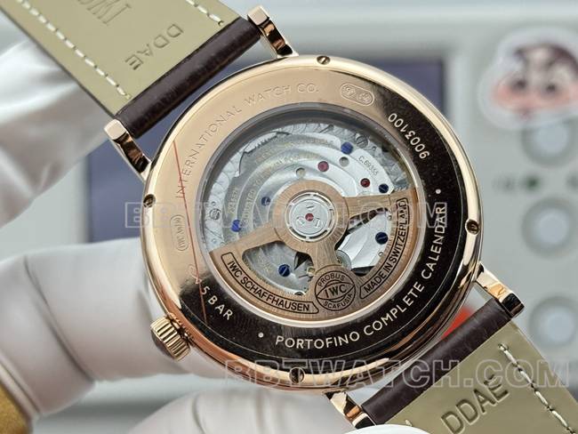 collectible watch GR factory IWC Portofino rose goldblue dialleather strap model unrecognizable live photos