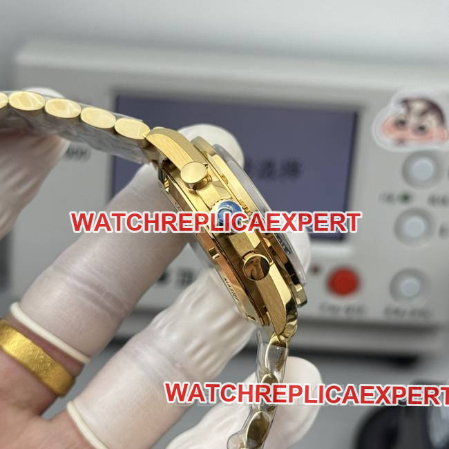 collectible watch Speedmaster N1 factory Omega gold plate yellow goldsteel bracelet model side live photo