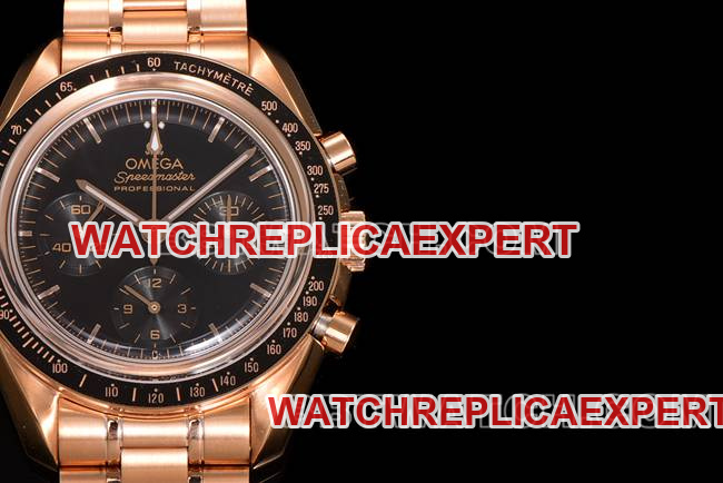 top-tier watch Speedmaster N1 factory Omegablack dialrose goldsteel bracelet model front live photo