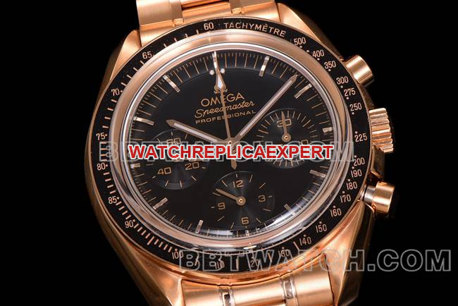 top-tier watch Speedmaster N1 factory Omegablack dialrose goldsteel bracelet model front live photo