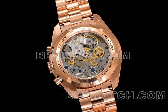 top-tier watch Speedmaster N1 factory Omegablack dialrose goldsteel bracelet caseback live photo