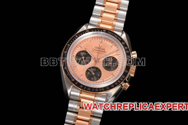collectible watch Speedmaster N1 factory Omegarose gold interplate gold steel bracelet model front live photo