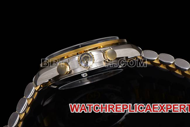 watch N1 factory Speedmaster Omegasilver dial gold steel bracelet side live photo