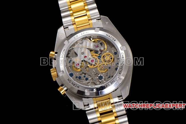 watch N1 factory Speedmaster Omegasilver dial gold steel bracelet caseback live photo