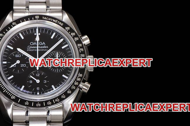 collectible watch N1 factory Speedmaster Omegablack dialsteel bracelet front live photo