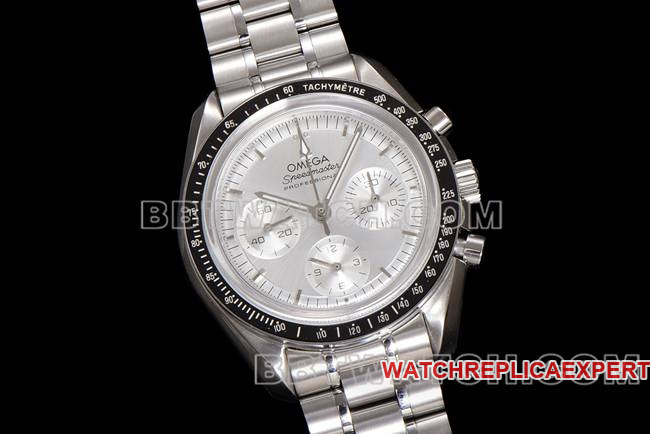 Top collectible watches N1 Factory Speedmaster Omega Silver Plate Steel Strap Model Front Actual Photo