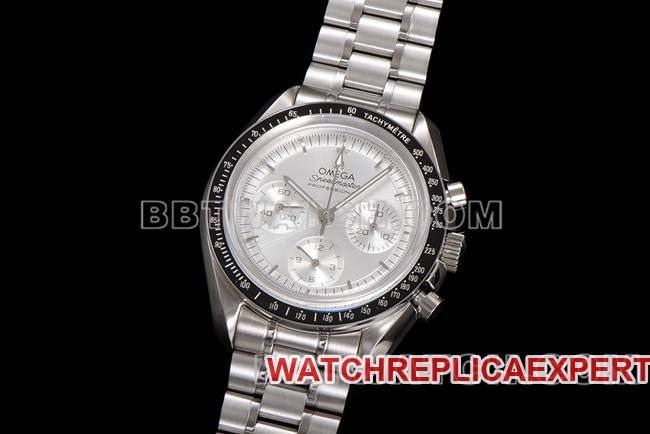 Top collectible watches N1 Factory Speedmaster Omega Silver Plate Steel Strap Model Front Actual Photo