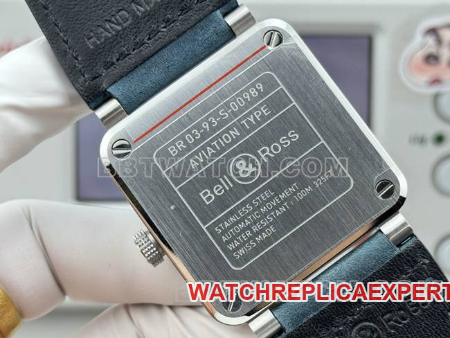 top-tier watch Bellis blue dial 42mm dual time zone leather strap caseback live photo