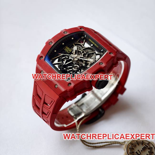 watch RM35-02 UMI factory Richard Mille red shell with red strap side live photo