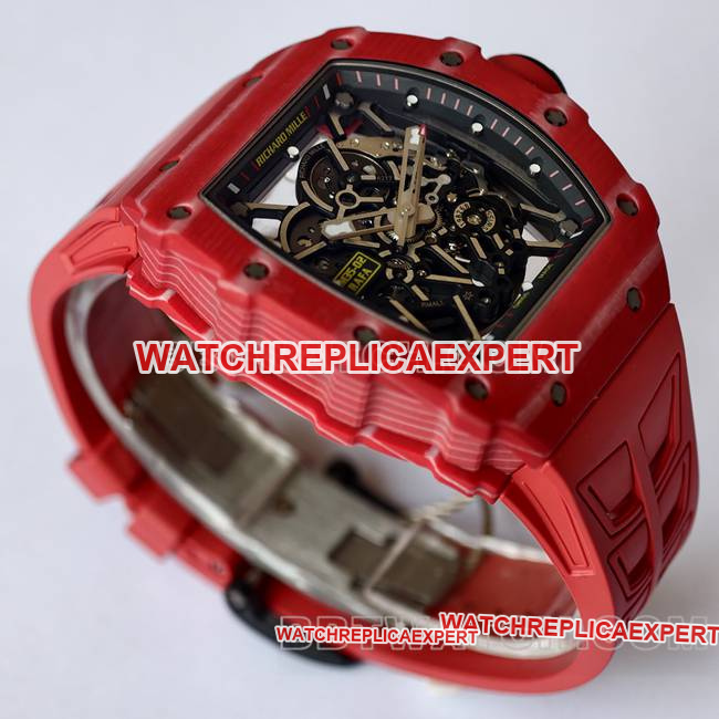 watch RM35-02 UMI factory Richard Mille red shell with red strap side live photo
