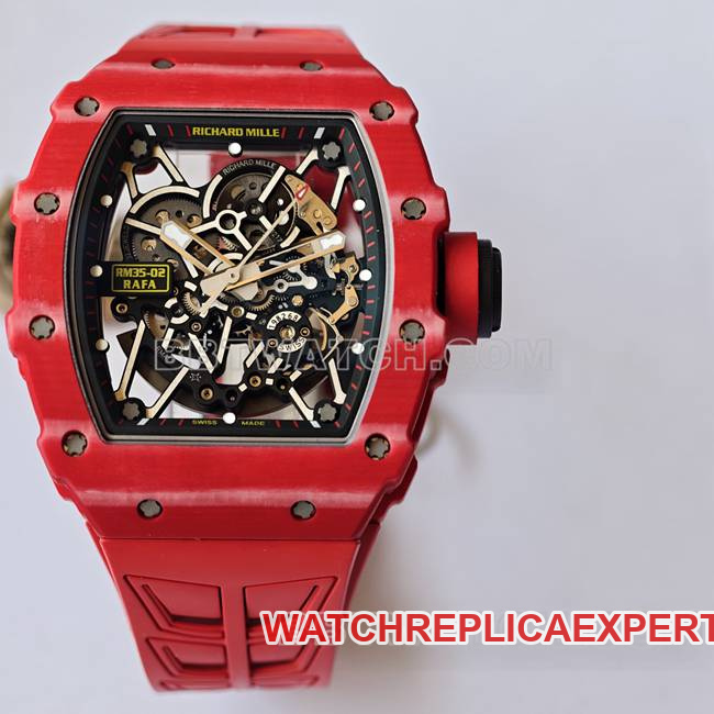 watch RM35-02 UMI factory Richard Mille red shell red strap front live photo