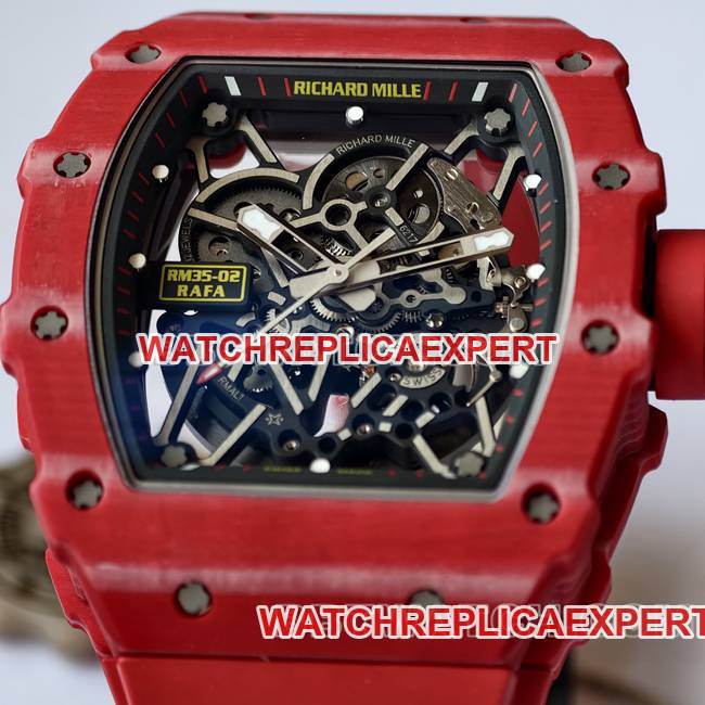 watch RM35-02 UMI factory Richard Mille red shell red strap front live photo