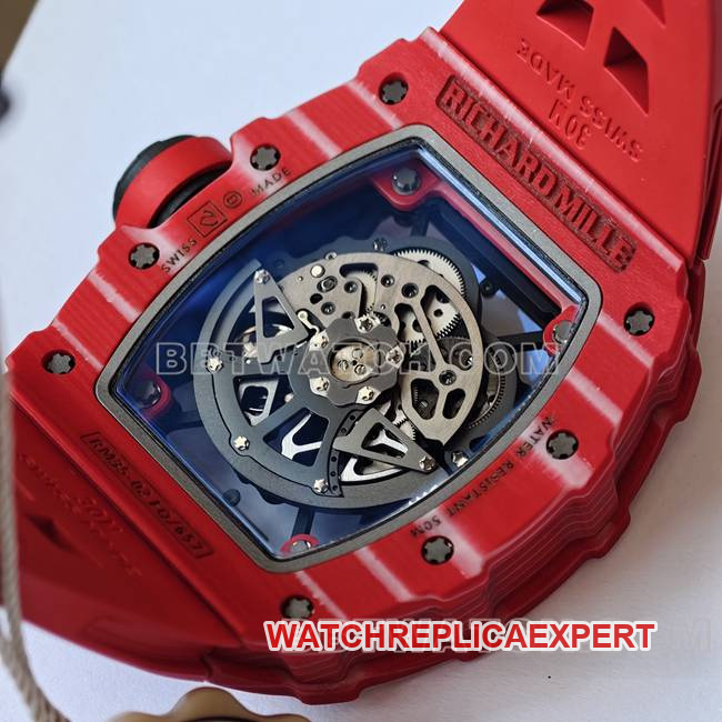 watch RM35-02 UMI factory Richard Mille red shell red band caseback live photo