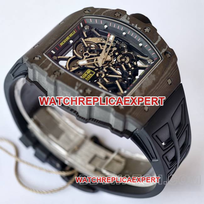 collectible watch RM35-02 UMI factory Richard Mille black shell black belt front live photo