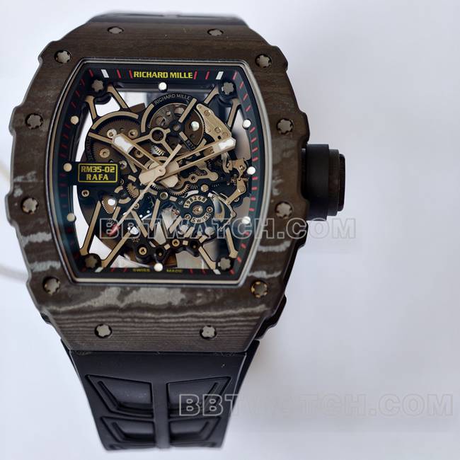 collectible watch RM35-02 UMI factory Richard Mille black shell black belt front live photo