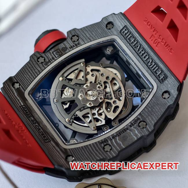 top-tier watch RM35-02 UMI factory Richard Mille black shell red strap caseback live photo