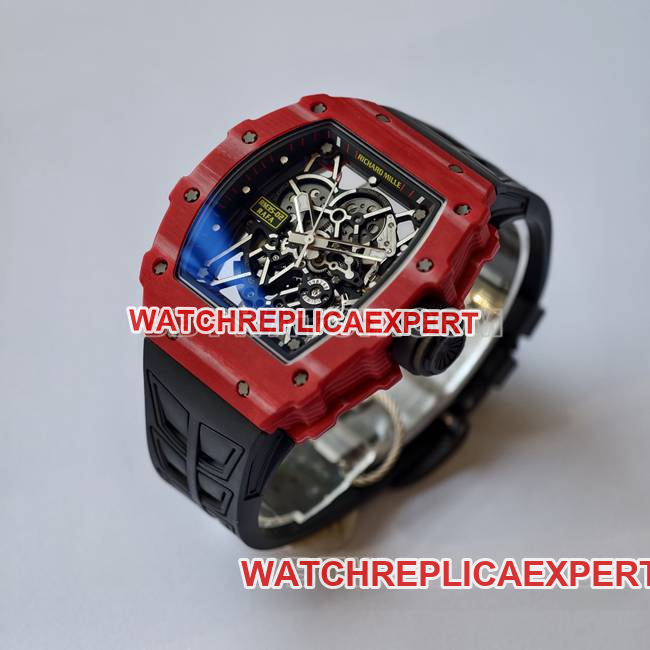1:1replica watch RM35-02 UMI factory Richard Mille red shell black belt front live photo