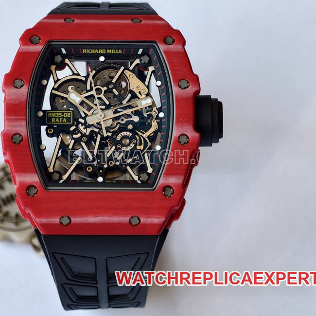 1:1replica watch RM35-02 UMI factory Richard Mille red shell black belt front live photo