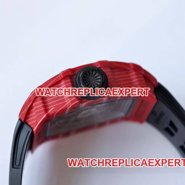 1:1replica watch RM35-02 UMI factory Richard Mille red shell black belt side live photo