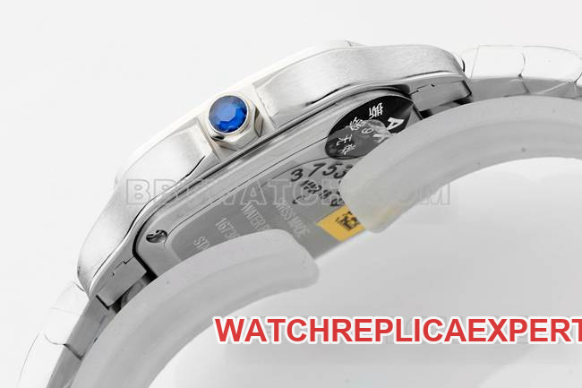 top-tier watch Santos Cartiersilver dialdiamond bezelquartz movementside live photo