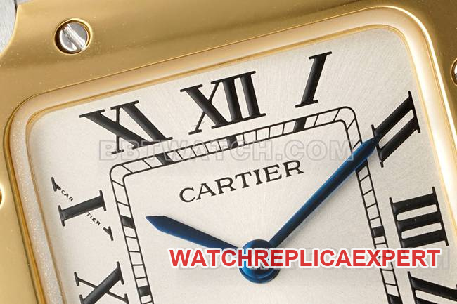watch Santos Cartiersilver dialyellow gold circle quartz movementfront live photo