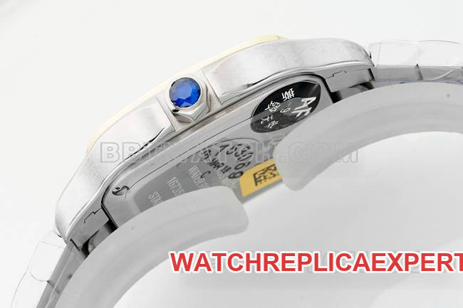watch Santos Cartiersilver dialyellow gold circle quartz movementside live photo