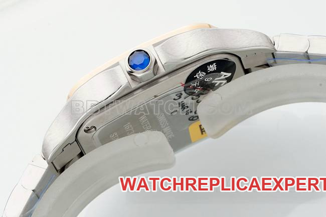 collectible watch Santos Cartiersilver dialrose gold circle quartz movementside live photo