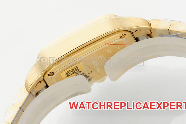 top-tier watch Cartiersilver dial Santos quartz movementyellow goldbraceletside live photo