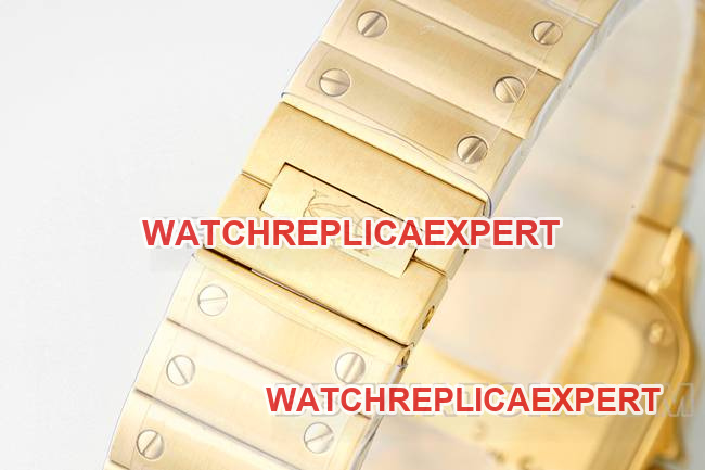 top-tier watch Cartiersilver dial Santos quartz movementyellow goldbraceletbraceletlive photos