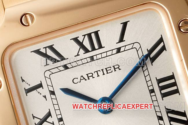 collectible watch Cartiersilver dial Santos quartz movementrose goldbraceletfront live photo