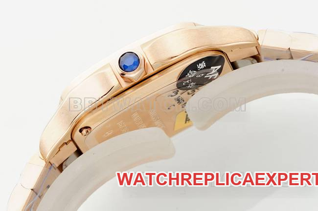 collectible watch Cartiersilver dial Santos quartz movementrose goldbraceletside live photo