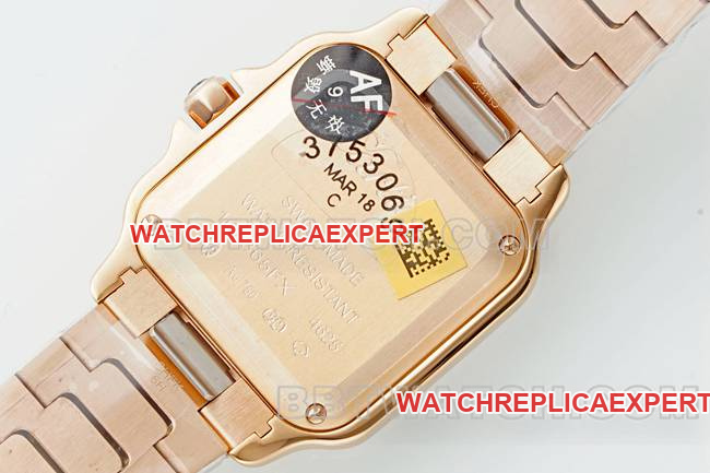collectible watch Cartiersilver dial Santos quartz movementrose goldbraceletcaseback live photo