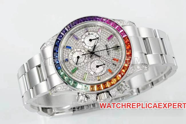 1:1replica watch DaytonaRX FactoryRolex rainbow diamond bezel diamond dial mechanical front live photo
