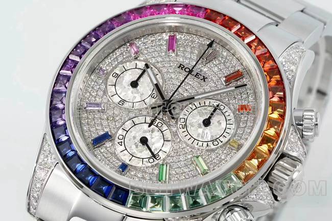 1:1replica watch DaytonaRX FactoryRolex rainbow diamond bezel diamond dial mechanical front live photo