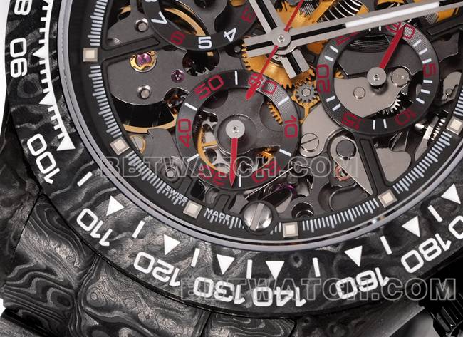 watch TWF factory Rolex Daytona carbon fiber modified custom red front live photo