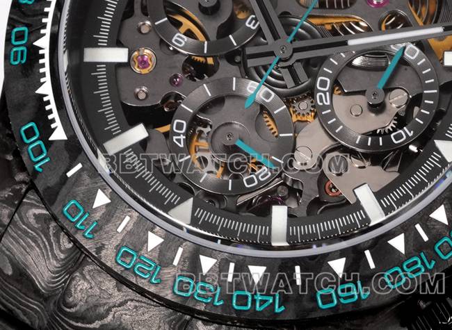 collectible watch TWF factory Rolex Daytona carbon fiber modified custom green front live photo