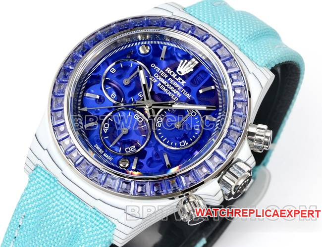 watch DaytonaTW factory Rolex deep blue dialdiamond bezel carbon fiber case front live photo