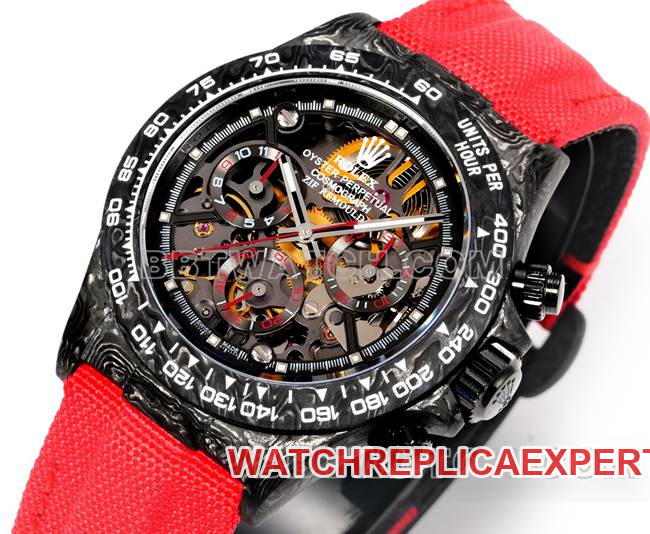 top-tier watch DaytonaTW factory Rolexblack dial red nylon braceletfront live photo