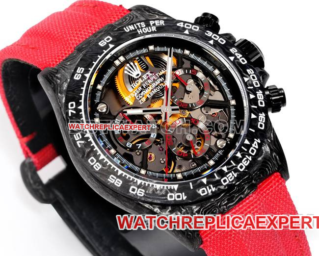 top-tier watch DaytonaTW factory Rolexblack dial red nylon braceletfront live photo