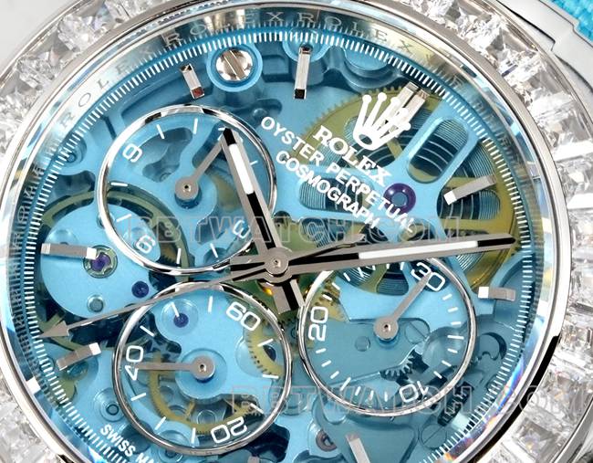 collectible watch DaytonaTW factory Rolex light blue dialdiamond bezel blue nylon braceletfront live photo