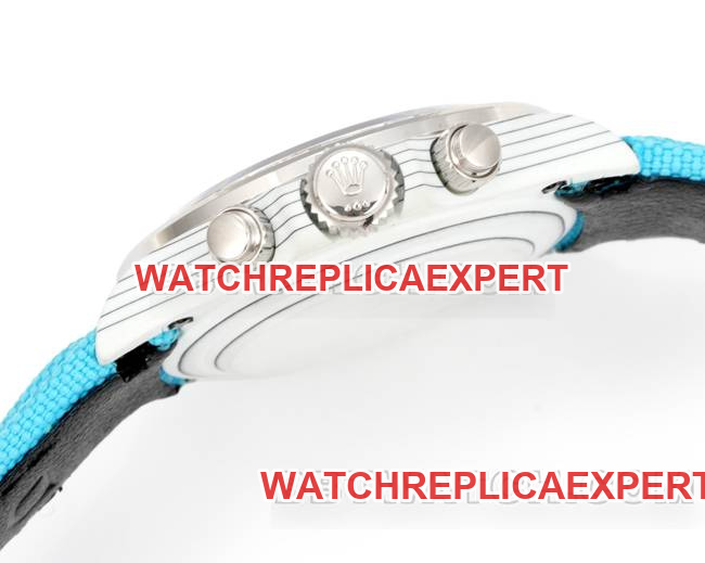 collectible watch DaytonaTW factory Rolex light blue dialdiamond bezel blue nylon braceletside live photo
