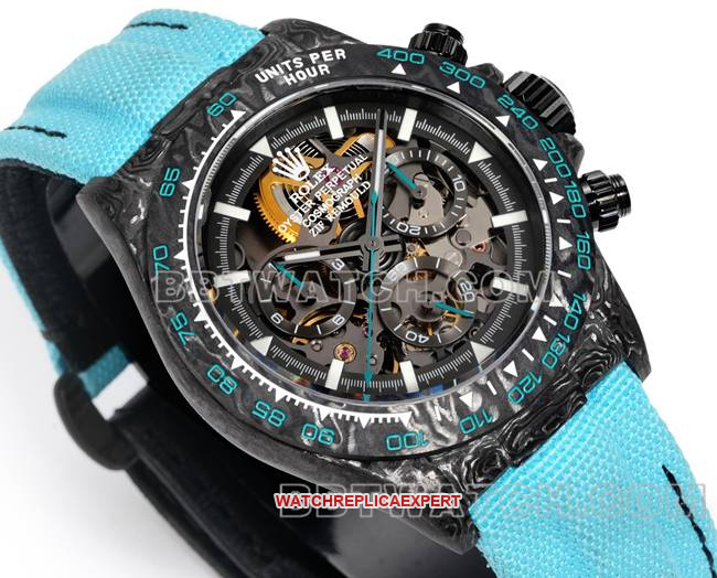 watch TW factory Rolex Daytona black dial black shell blue nylon bracelet front live photo
