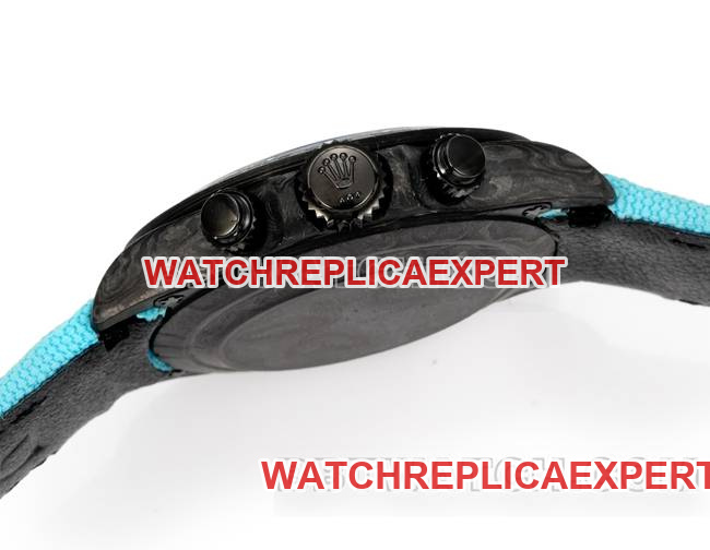 watch TW factory Rolex Daytonablack dial black shell blue nylon braceletside live photo