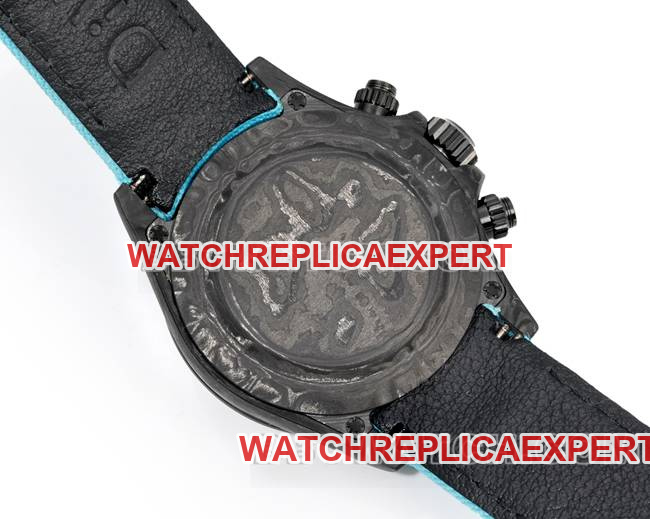 watch TW factory Rolex Daytona black dial black shell blue nylon bracelet caseback live photo