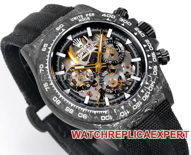 collectible watch TW factory Rolex Daytonablack dial black shell black nylon bracelet front live photo