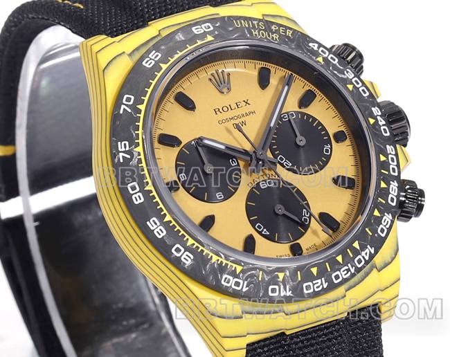 collectible watches TW factory Rolex Daytona yellow disk yellow case black nylon strap front real picture