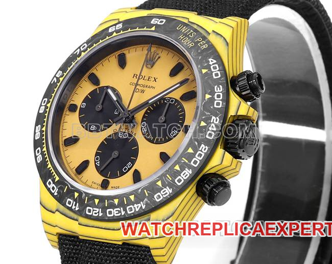 collectible watches TW factory Rolex Daytona yellow disk yellow case black nylon strap front real picture