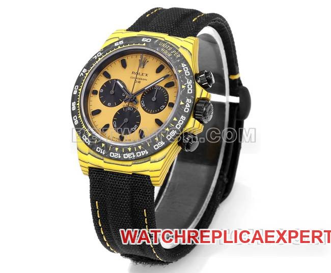 collectible watches TW factory Rolex Daytona yellow disk yellow case black nylon strap front real picture