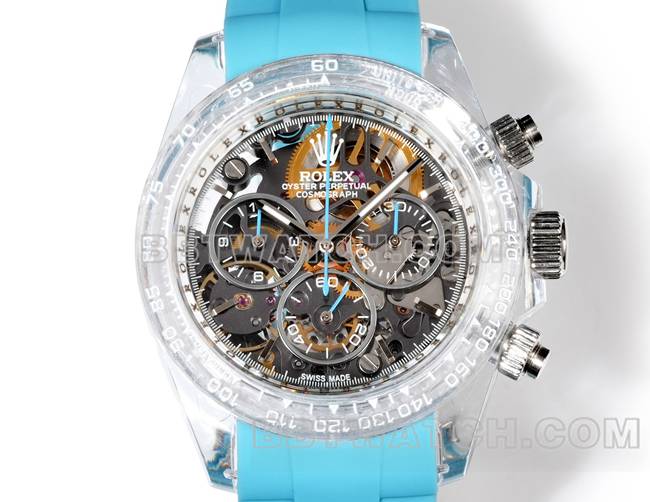 watch TW factory DaytonaRolex transparent case blue rubber braceletfront live photo